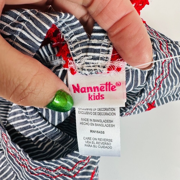 NEW Nannette Leopore Kids Romper 4th of July Stripes Stars Ruffle 4 or 6x - Picture 8 of 9